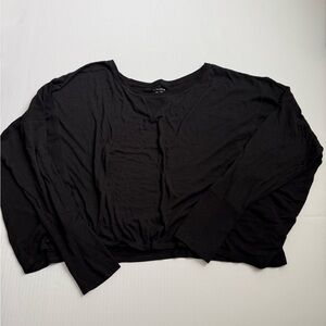 Athleta Black Long Sleeve Crop Top Lightweight Modal Lounge Tee Size 2X